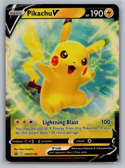 Pikachu V SWSH198 Holo Promo Sword & Shield Promo Pokemon Lightly Played - Image 1