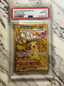 2024 Pokemon Surging Sparks Pikachu EX #247 Hyper Rare PSA 10 GEM MINT - Image 1