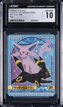 2023 POKEMON SCARLET & VIOLET STICKERS #39 UMBREON & ESPEON CGC 10 GEM MINT - Image 1