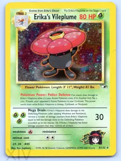 Erika's Vileplume 5/132 Pokemon Gym Heroes Unlimited Holo Rare - Image 1