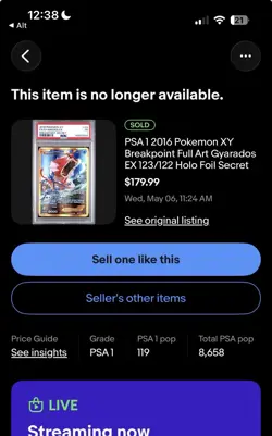 PSA 1 2016 Pokemon XY Breakpoint Full Art Gyarados EX 123/122 Holo Secret ✨🔥 - Image 2