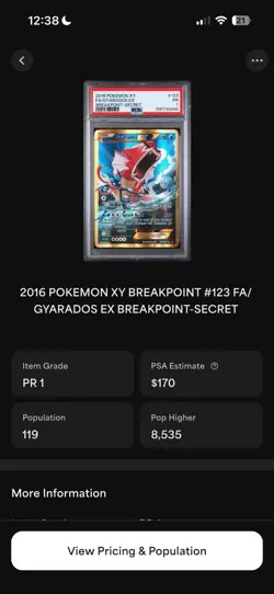 PSA 1 2016 Pokemon XY Breakpoint Full Art Gyarados EX 123/122 Holo Secret ✨🔥 - Image 5
