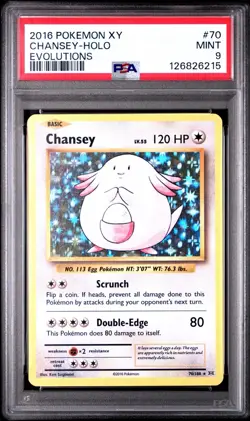 2016 Pokemon XY Evolutions Chansey Holo #70 PSA 9 - Image 1