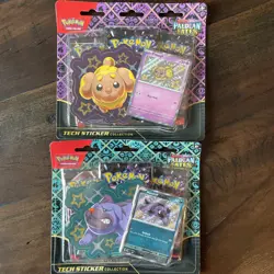 Pokemon Paldean Fates Tech Sticker Collection Fidough & Maschiff Lot of 2 Sealed - Image 1
