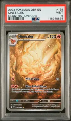 2023 POKEMON OBF EN-OBSIDIAN FLAMES ILLUSTRATION RARE #199 NINETALES PSA 9 - Image 1