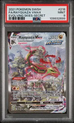 Pokemon PSA 9 Rayquaza Vmax #218 Alternative Art Evolving Skies 2021 English - Image 2