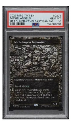 Michelangelo, Improviser (Borderless) (Gold-Stamped Signature) TMNT, PSA 10 - Image 2