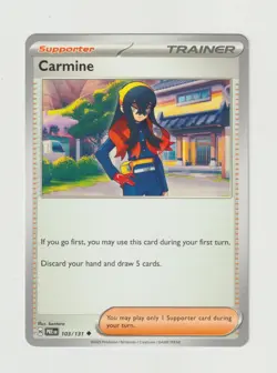 Carmine Pokemon Supporter TCG Scarlet & Violet Prismatic Evolutions Card 103/131 - Image 1