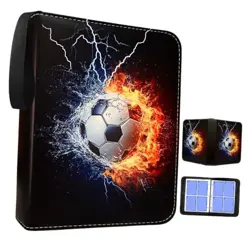 Trading Card Binder, 4 Pockets 400 Cards Holder with 50 Removable Soccer - Image 1