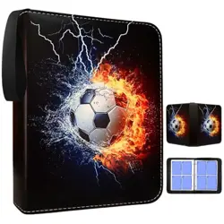 Trading Card Binder, 4 Pockets 400 Cards Holder with 50 Removable Soccer - Image 5
