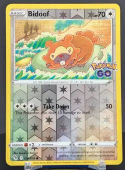 Pokemon Bidoof #059/078 English Pokemon GO Reverse Holo Stamped - Image 1