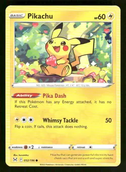 Pikachu 052/196 Common Lost Origin Pokemon NM/M - Image 1