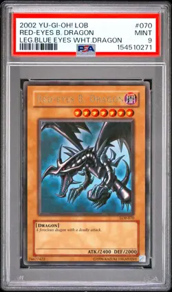 2002 YU-GI-OH! LOB-LEGEND OF BLUE EYES WHITE DRAGON RED-EYES B. DRAGON PSA 9 - Image 1