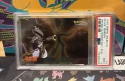 PSA 9 Mewtwo 1999 Topps Pokemon Movie Edition TRYING OUT THE NEW TOY #7 Foil - Image 2
