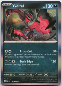 Pokemon Yveltal 118/182 R Paradox Rift Holo LP - Image 1