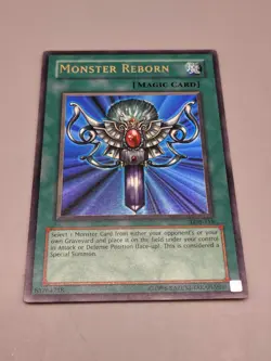 Yugioh Monster Reborn Unlimited Edition Ultra Rare LOB-118 LP/NM - Image 1