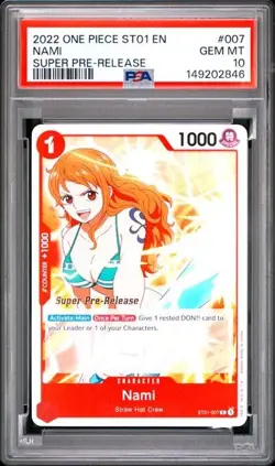 2022 ONE PIECE SUPER PRE RELEASE ST01-007 NAMI PSA 10 GEM MINT - Image 1