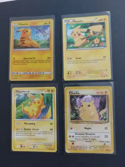 Lot 4 cartes Pokemon Pikachu FR 58/102 70/100 27/111 20/40 Wizards Holo Reverse - Image 1