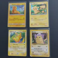 Lot 4 cartes Pokemon Pikachu FR 58/102 70/100 27/111 20/40 Wizards Holo Reverse - Image 2