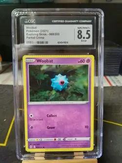 ERROR CRIMPED CGC 8.5 Pokemon Evolving Skies Woobat Card 068/203 - Image 1