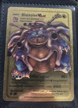 Pokemon TCG Blastoise VMAX - Gold Foil Pokemon Card Fan Art Card HP 350 - Image 1