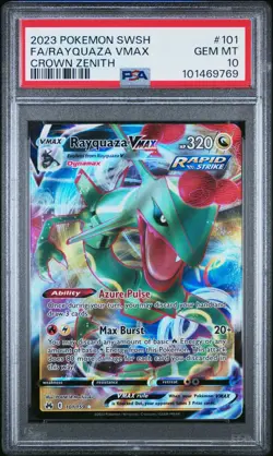 PSA 10 Rayquaza VMAX #101/159 GEM MT Crown Zenith Holo Pokemon Card - Image 1