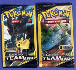 Lot Of 4 Packs Pokemon Sun & Moon Team Up 3 Card Pack Factory Sealed - Image 2