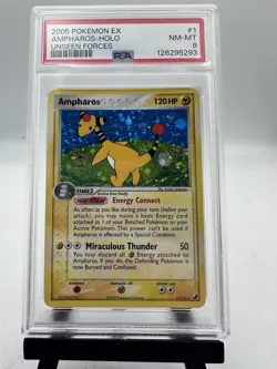 PSA 8 Pokemon Ampharos 1/115 EX Unseen Forces Holo Rare - Image 1