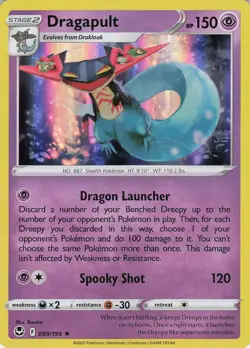 Dragapult 089/195 Holo Rare Holo SWSH12: Silver Tempest NM Pokemon - Image 1