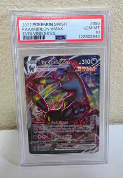 2021 POKEMON SWORD & SHIELD EVOLVING SKIES #095 FULL ART/UMBREON VMAX PSA 10 - Image 1