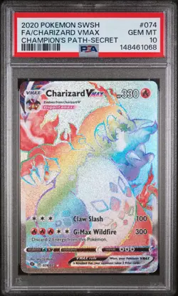2020 POKEMON SWORD & SHIELD CHAMPION'S PATH #074 FULL ART/CHARIZARD VMAX PSA 10 - Image 1