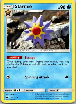 Starmie 16/111 Rare Crimson Invasion Pokemon Near Mint - Image 1