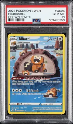 2023 POKEMON SWORD & SHIELD CROWN ZENITH #GG25 FULL ART/BIBAREL PSA 10 - Image 1