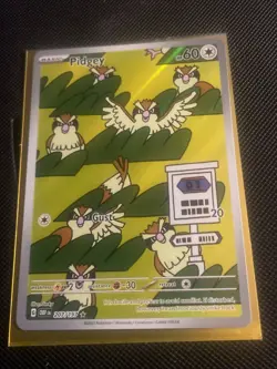 Pokemon Pidgey TCG Sv03: Obsidian Flames Holo Illustration Rare Card 207/197 - Image 1