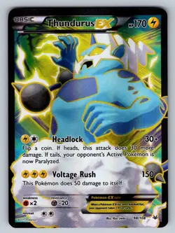 Pokemon Thundurus EX (98 Full Art) Ultra Rare XY Roaring Skies 98/108 LP - Image 1