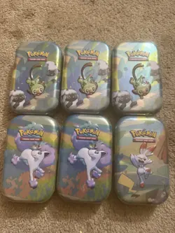 Pokemon TCG Galar Pals Mini Tins LOT of 6 OPENED - Image 2