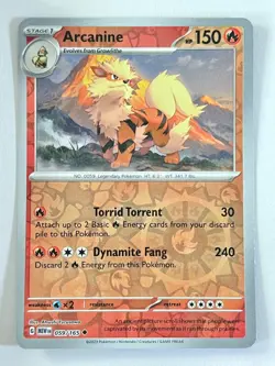 Arcanine 059/165 Reverse Holo Uncommon Scarlet & Violet 151 Pokemon Near Mint NM - Image 1