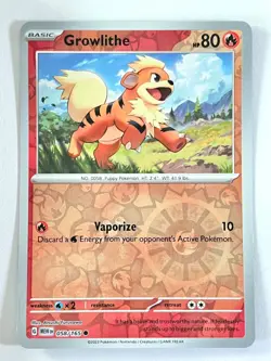 Growlithe 058/165 Reverse Holo Common Scarlet & Violet 151 Pokemon Near Mint NM - Image 3