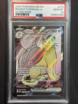 Team Rocket's Persian EX 219/182 Ultra Rare PSA GEM MINT 10 - Image 1