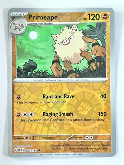 Primeape 057/165 Reverse Holo Uncommon Scarlet & Violet 151 Pokemon Near Mint NM - Image 3