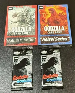 Godzilla Card Game Starter Lot of 2 Decks, Minus One, Heisei Seires + 2 Boosters - Image 1