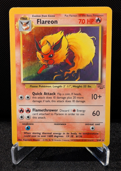 [AUS] Flareon 3/64 Holo Vintage English Pokemon Card Jungle WOTC 1999 HP - Image 1