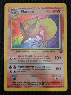 [AUS] Flareon 3/64 Holo Vintage English Pokemon Card Jungle WOTC 1999 HP - Image 4