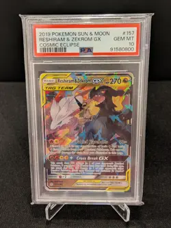 [AUS] Reshiram & Zekrom 157/236 PSA 10 English Pokemon Card Cosmic Eclipse 2019 - Image 1