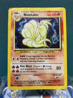 Pokemon TCG Ninetales Base Set Holo Unlimited Rare Card 12/102 WOTC HP/DMG - Image 1