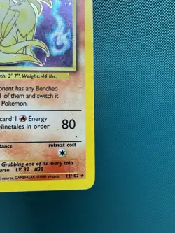 Pokemon TCG Ninetales Base Set Holo Unlimited Rare Card 12/102 WOTC HP/DMG - Image 5
