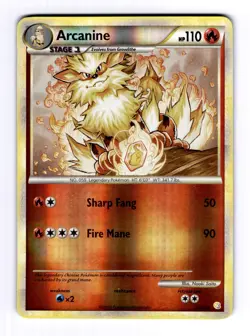 Arcanine HeartGold SoulSilver #1 (2010) Reverse Holo NM Pokemon - Image 1