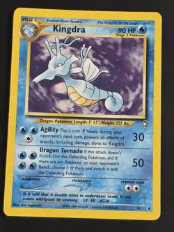 2000 VINTAGE POKEMON TCG KINGDRA 8 NEO GENESIS HOLO RARE MP-HP - Image 1