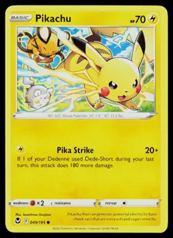 PIKACHU 049/195 COMMON SILVER TEMPEST POKEMON NM - Image 1