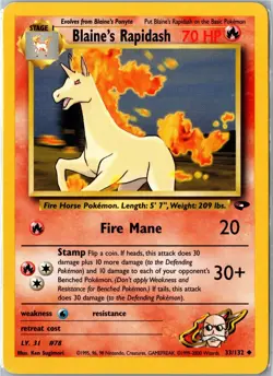 Pokemon Card - Blaine's Rapidash 33/132 Gym Challenge Uncommon Unlimited MP - Image 1